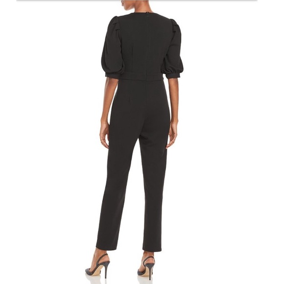 Aqua V-Neck Puff Sleeve Jumpsuit - Picture 2 of 8